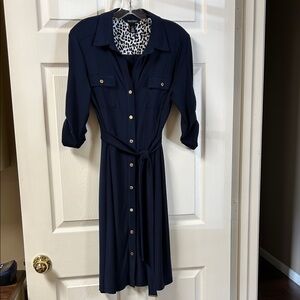 WHBM Navy Blue Shirt Dress Size 8